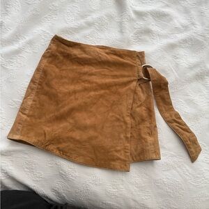Tan genuine suede Wrap Skirt